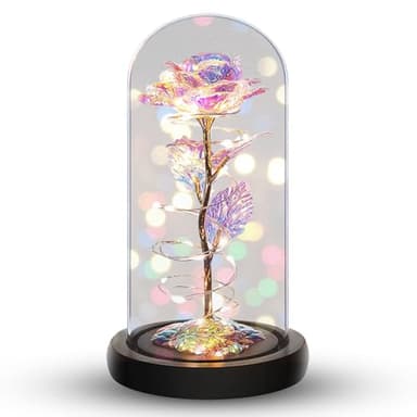 Norcalway Galaxy Rose Flower Gift for Mom from Son, Daughter - LED Light Glass Flower with Timer for Woman, Girlfriend, Wife - Image 1