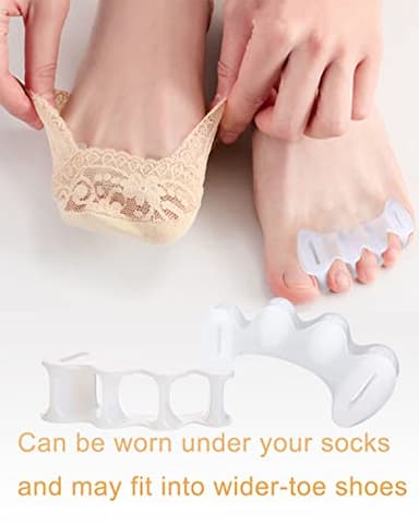 2Pairs Toe Separators Toe Spacers for Women Men to Correct Bunion, Relieve Feet Pain, Foot Alignment, Toe Straighteners for Hammertoes, Plantar Fasciitis (M, Women Shoe Size 9-12.5, Men: 7-11) - Image 3