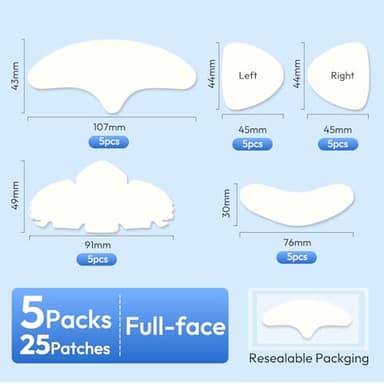 Full Face Pimple Patches(5 Pack),Big Hydrocolloid Acne Patches,Skin Care Zit Patches for Whole Face,Nose, Chin, Forehead & Cheeks w/Tea Tree Oil, Salicylic Acid & Cica Oil（5 Pack,25 Patches） - Image 2