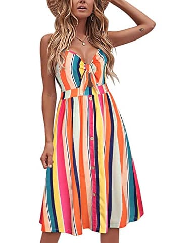 VOTEPRETTY Women's Summer Dresses Sundresses Beach Clothes Outfit Vacation 2024 V Party Graduation Homecoming Casual Tropical Prom Bride Shower Plus Size Resort Wear Hawaiian Spring Cruise Floral - Image 1