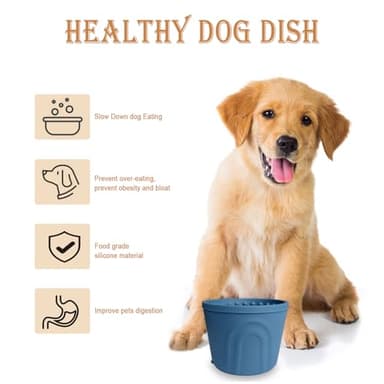 Dog Slow Feeder Lick Bowl, Non-Slip Slow Dog Eating Bowl, Long Lasting Silicone Anti-chocking Treat Dispenser, Easy to Clean & Durable Pet Dish (M) - Image 4