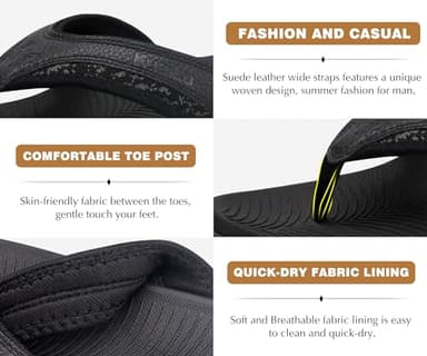 KuaiLu Mens Leather Sport Flip Flops Comfort Orthotic Thong Sandals with Plantar Fasciitis Arch Support for Outdoor Summer - Image 6