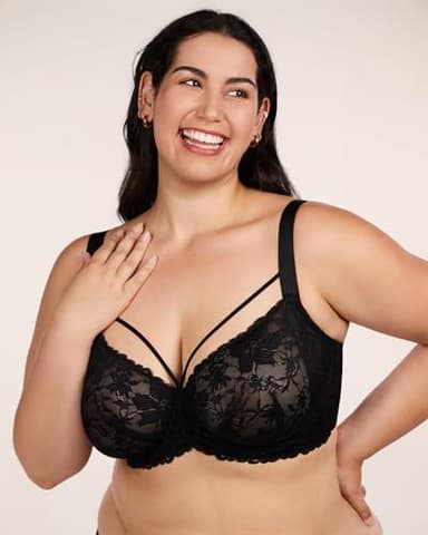 HSIA Minimizer Bras for Women Full Coverage, Unlined Lace Sexy Plus Size Underwire Bra for Large Breasts Black - Image 4