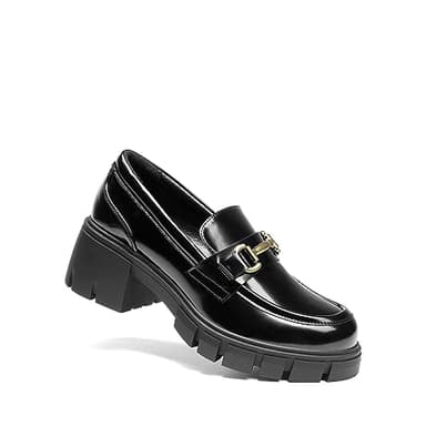 DREAM PAIRS Loafers for Women Platform Chunky Loafers Slip On Casual Shoes,Size 8.5,Black-Pat,SDLS2321W - Image 9