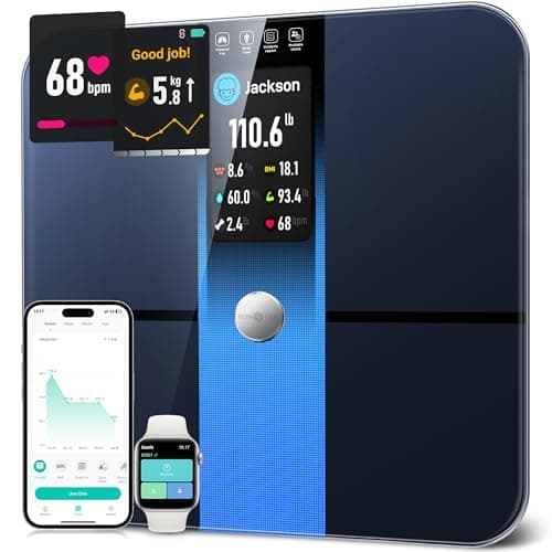 RunStar Smart Scale for Body Weight and Fat Percentage FSA&HSA Eligible, 3.5" TFT Color Display High Precision Digital Bathroom Scale BMI Heart Rate 22 Body Composition Analyzer Sync with Fitness App - Image 1