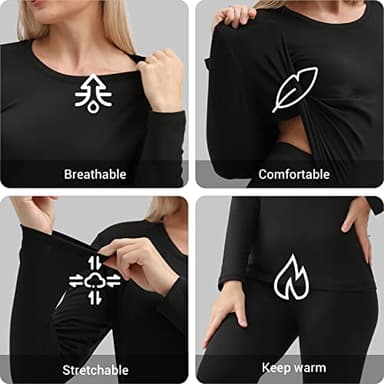 Thermal Underwear Women Ultra-Soft Long Johns Set Base Layer Skiing Winter Warm Top & Bottom Purple - Image 4