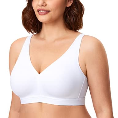 AISILIN Women's Plus Size Wireless Bra Support Comfort Full Coverage Unlined No Underwire Smooth White 40D - Image 3