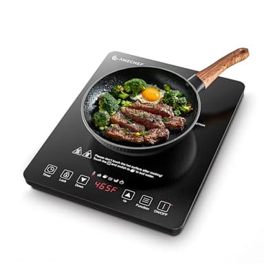 AMZCHEF Portable Induction Cooktop 20 Temperature & Power Levels, 1800W Induction Stove Burner with 6.8" Heating Coil, Low Noise Hot Plate Single Electric Cooktops Countertop Stove with Timer - Image 1