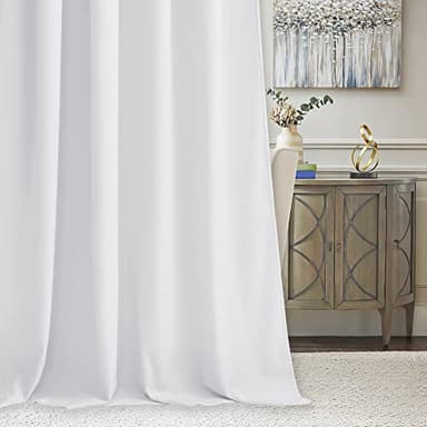 RYB Home White Velvet Curtains 84 inches 2 Panels Set - Plush Soft Modern Decorative Drapes Rod Pocket Window Treatment Panels for Bedroom Living Room Dining Room, W52 x L84 - Image 6