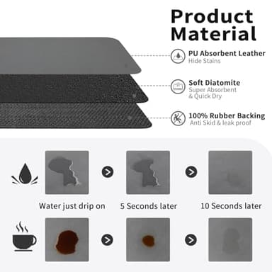HotLive Coffee Mat - Absorbent Hide Stain Rubber Backed Dish Drying Mat for Kitchen Counter - Bar Mats for Countertops Accessories Fit Under Coffee Maker Espresso Machine - Image 2