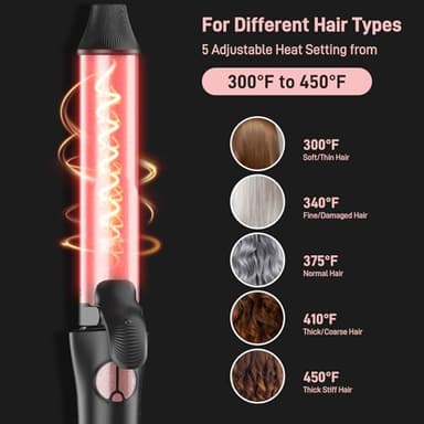 Rotating Curling Iron - 3 in1 Automatic Curling Iron with Interchangeable CurlingWand, 3/4, 1 1/4, 1 Inch CurlingIron for Lasting Beach Waves, Adjustable Temp, Instant Heat, Dual Voltage (Black) - Image 6
