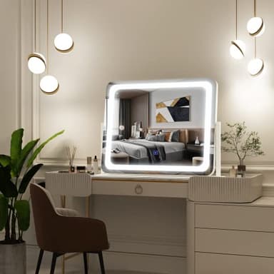 FENNIO Vanity Mirror with Lights 22''x17'' Makeup Mirror with Lights,Vanity Mirror Touch Screen with 3-Color Lighting,Dimmable,for Vanity Desk Tabletop - Image 5