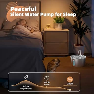 Cat Water Fountain Stainless Steel: 2.2 L Cat Fountain for Drinking - Automatic Pet Water Fountain for Cats Inside - Metal Cat Dog Water Dispenser Bowl with Faucet Water Level Window Ultra Quiet Pump - Image 4