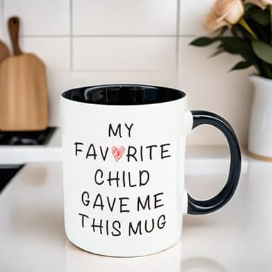 YOETTE Gifts for Mom Dad from Daughter Son, Mother Father Birthday New Mom Christmas Gift for Women, My Favorite Child Gave Me This Coffee Mug 11oz Black cup - Image 6