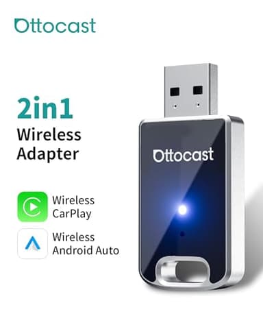 OTTOCAST Mini 2 in 1 Wireless Carplay Adapter & Wireless Android Auto Adapter for Apple iPhone Samsung or Other AndroidPhone, USB Bluetooth Car Accessories for OEM Wired Carplay/Android Auto Cars - Image 3