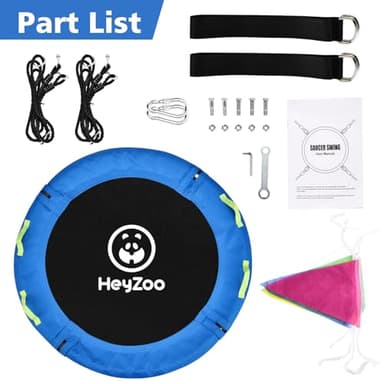 HeyZoo Tree Swing, Saucer Flying Swing 40 Inch for Kids, 900lbs Weight Capacity, with Adjustable Hanging Straps, for Backyard and Outdoor Playground, Gifts for Kids, Blue - Image 6