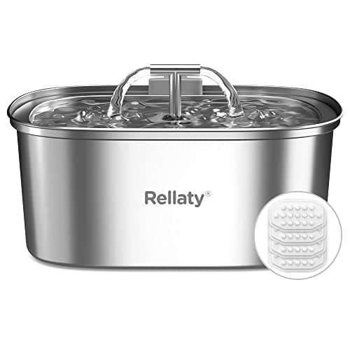 Cat Water Fountain Stainless Steel: 3.2L/108oz Pet Fountain Water Bowl Dog Drinking Dispenser Cat Feeding & Watering Supplies Animal Metal Kitty Spout for Cats Inside with 4 Replacement Filters - Image 1