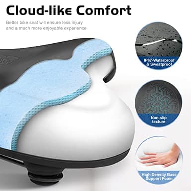 Twomaples Bicycle Seat, Bike Seat for Women Men Extra Comfort Wide, Oversized Comfortable Seats Saddle for Peloton Bikes, Fit for Exercise Bikes, Electric Bikes, Mountain Bikes, Cruiser Bikes - Image 7