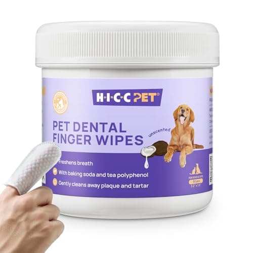 HICC PET Teeth Cleaning Wipes for Dogs & Cats, Vet-Recommended Remove Bad Breath & Plaque & Tartar Buildup Dog Finger Toothbrush Wipes, Dog Tooth Brushing Kit Remove Stain & Gum Care for Small Animal - Image 1