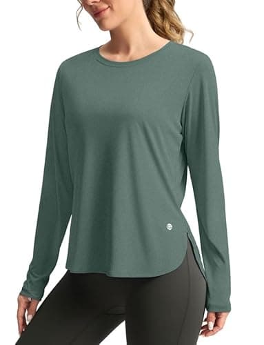 Women's Sun Shirts UPF 50+ Long Sleeve UV Protection Shirt Lightweight Quick Dry Workout Hiking Tops for Women(Malachite Green,XL) - Image 1