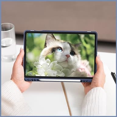 Fintie Hybrid Slim Case for Samsung Galaxy Tab S10 Lite/ S10 FE/ S9 FE 10.9 Inch/Tab S9 11 Inch with S Pen Holder, Shockproof Cover with Clear Transparent Back Shell, Auto Wake/Sleep, Ocean Marble - Image 8