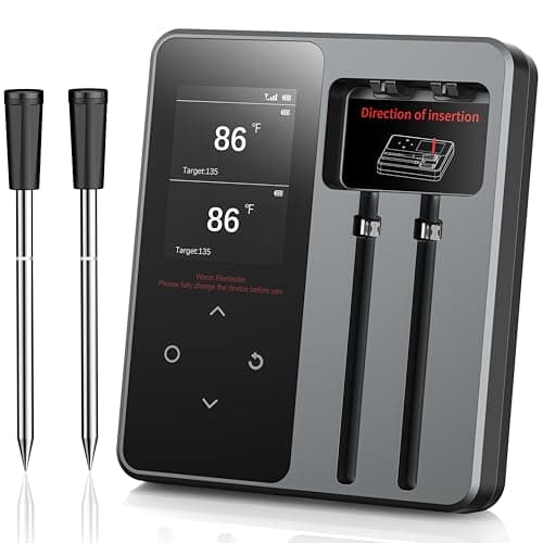 Wireless Meat Thermometer with App Control, 600FT Bluetooth Range, Dual Probes & 6 Sensors, 0.5S Instant Read, LCD Display, IP67 Waterproof Real-Time Monitoring & Smart Alerts for BBQ, Grill, Oven - Image 1