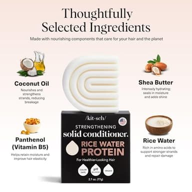 Kitsch Rice Water Hair Conditioner Bar – Soap Bar for Hair Care & Hair Growth – Conditioner for Women and Men – Moisturizing & Strengthening – Paraben, Silicone & Sulfate-Free - Made in USA – 2.7 oz - Image 5