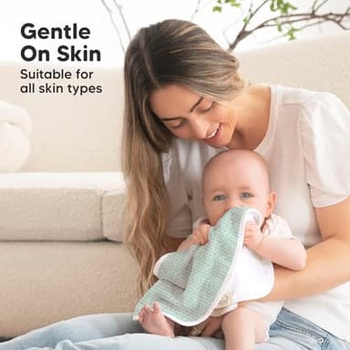 5-Pack Muslin Burp Cloths Baby Boy, Girl - Very Absorbent Baby Burp Cloth Rags, 8-Layers Viscose Derived from Bamboo Cotton Muslin Towel, Super Soft Spit Up Rags, No Shrink Washcloths (Nordic) - Image 7