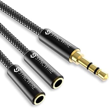 Syncwire Headphone Splitter, Nylon-Braided Extension Cable Audio Stereo Y Splitter (Hi-Fi Sound), 3.5mm Male To 2 Ports 3.5mm Female Headset Splitter for Phone, PS4, Switch, Tablets & More - Image 1