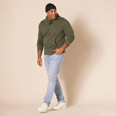 Amazon Essentials Men's Pullover Sweatshirt Hoodie, Big & Tall Options Available, Olive Heather, Large - Image 8
