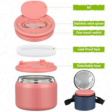 14oz Thermo Food Jar for Kids,Insulated Vacuum Food Jar for Hot & Cold Leak Proof Lunch Container Stainless Steel Wide Mouth Soup for School Travel - Image 5