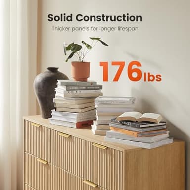 Amada Modern 7 Drawer Dresser, Fluted Wood Chest of Drawers with Rounded Corners, Pre-Installed Drawer Slides, Dresser TV Stand and Storage Organizer for Bedroom or Hallway in Natural Oak - Image 5