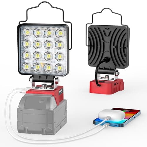 Crodless Work Light Compatible with Milwaukee 18V Battery, MtiolHig Portable LED Light 6000K 48W 4800 Lumen Flood Light Flashlight Battery with USB-A & Type C Emergency for Camping, Workshop - Image 1