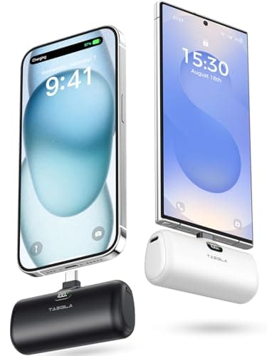Taegila 2Pack Portable Phone Charger for iPhone 17, USB C Power Bank 5000mAh with Built-in Cable & LCD Display, Compact Mini Battery Pack for iPhone 15 16 17 Series, Samsung Galaxy, Android Phones - Image 1