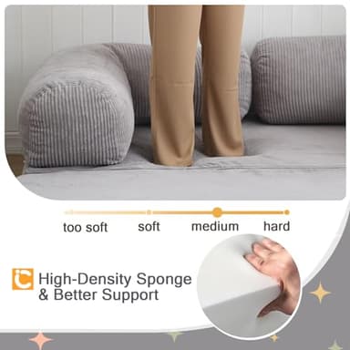 COMAX Folding Sofa Bed Queen, 4-in-1 Foldable Floor Couch Convertible Futon Sofa with Armrests Sleeper Mattress Chair Bed Comfy Portable Fold Out Lounge Guest for Living Room Bedroom, Light Grey - Image 8