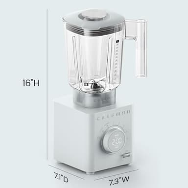 Chefman Obliterator 48 oz Countertop Blender for Smoothies, 1380W Motor to Crush Ice, Nuts, and Frozen Fruit with Stainless Steel Blade, Auto Blend Function, Includes 20 oz Travel Jar - Concrete - Image 2