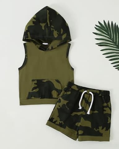 SANMIO 4T Boys Clothes 3-4T Boy Short Set Toddler Boy Outfits Sleeveless Hoodie Tank Top and Shorts Clothing Set 2pcs - Image 6