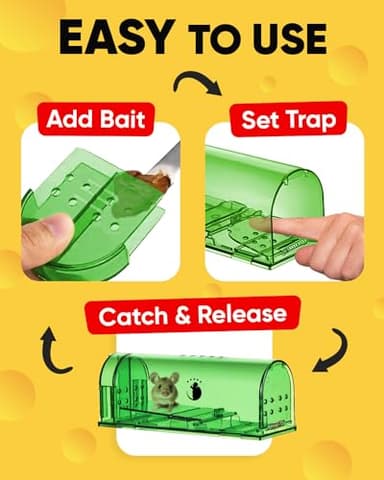 Motel Mouse Humane No Kill Live Catch and Release Mouse Traps, Reusable with Cleaning Brush - 4 Pack - Image 4
