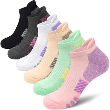 WISVOOO 6 Pairs Ankle Socks Women Anti-blister Breathable Running Athletic Cushioned Socks - Image 1