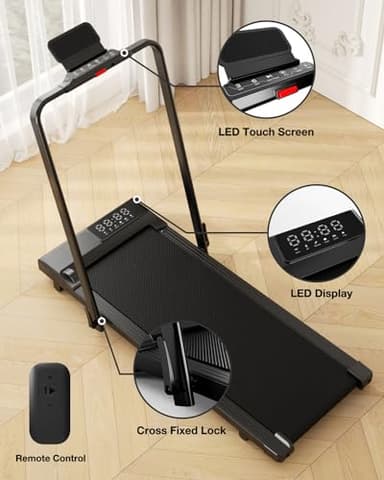 DeerRun 3 in 1 Walking Pad Treadmill, 300 Weight Capacity Foldable Treadmill, 3.0HP Low Noise Under Desk Treadmills for Home Office with Remote & APP - Image 6
