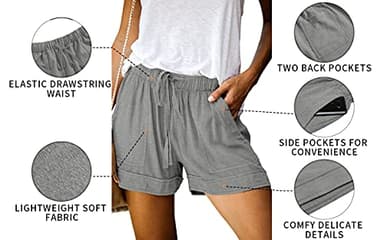 ONLYSHE Women Soft Comfy Cotton Elastic Waist Drawstring Shorts Short Pants Summer Shorts Light Gray XL - Image 5