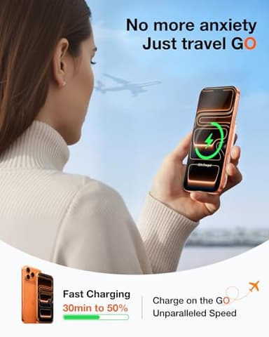 TORRAS EasyGo 0.45" Slim Magnetic Portable Charger Power Bank for iPhone, 5000mAh 22.5W Fast Charging Wireless Battery Pack Compatible with Magsafe, iPhone Air,Pro,Pro Max,17,16,15,14,13,12, Rose Gold - Image 5