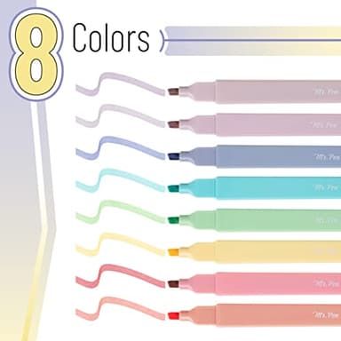Mr. Pen- Aesthetic Cute Pastel Highlighters Set, 8 pcs, Chisel Tip, Candy Colors, No Bleed Bible Assorted Colors - Image 2