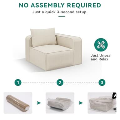 YITAHOME 107 Inch Cloud Sectional Couch with L-Shape Chaise, Modern Modular Sofa with Deep Seat and 3 Pillows, Corduroy Upholstered Couches for Living Room Bedroom, No Assembly Required, Milky White - Image 3