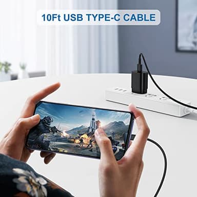 Type C Charger, 25W PD USB C Wall Charger Super Fast Charging Block 2Pack& 10ft USBC Android Phone Charger Cable Cord for Samsung Galaxy S23 Ultra/ S23+/ S23/ S22 S21 S20 Ultra PLUS FE/Note 20 10/ S10 - Image 7