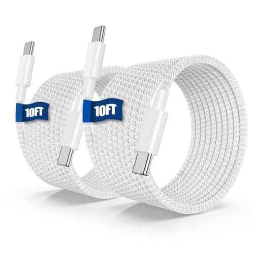 USB C to C Fast Charger Cable 10ft, 60W Long Fast Charge Type C to C Charging Cord Wire for Apple iPhone 17 Pro Max/17 Air/16 Pro Max/15 Plus,iPad Pro 12.9/11 inch/Mini/Air 5/4th,MacBook,Samsung-White - Image 1