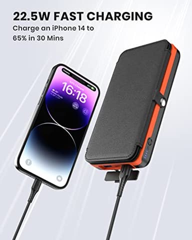 Hiluckey Solar Charger 27000mAh Power Bank 22.5W Fast Charging Portable Phone Charger with 4 Solar Panels USB C PD External Battery Pack with 3 USB Outputs for Cellphone Tablet - Image 2