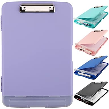 Clipboard with Storage,A4 Nursing Clipboards with Pen Holder,Heavy Duty Storage Clipboard with Low Profile Clip, Clipboards Folder Side-Opening Clip Boards,Smooth Writing Clip Board (Light Purple) - Image 1