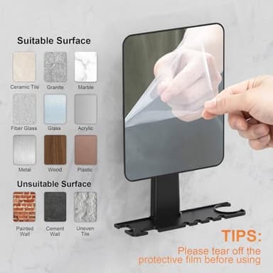 Jobsonslates Shower Mirror Fogless for Shaving, Fogless Mirror for Shower with Razor Holder, NO-Drilling & Removable, Shatterproof & Waterproof with 2 Adhesive Hooks - Image 6