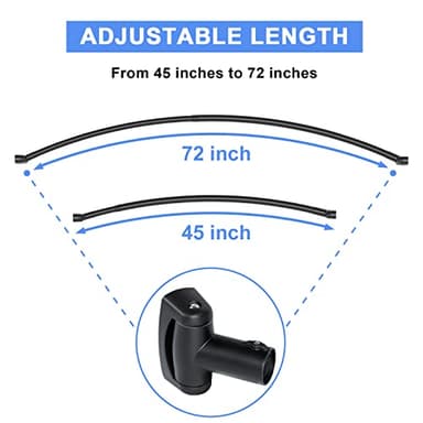 Tlooe Curved Shower Curtain Rod, 45-72 inches Adjustable Arched Shower Curtain Curved Rods, Rustproof Round Never Fall Design for Bathroom, Black, Need to Drill - Image 6
